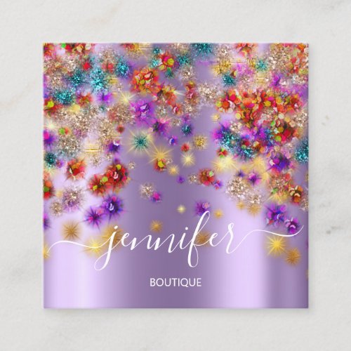 Professional Boutique Shop Event Planner Purple Square Business Card