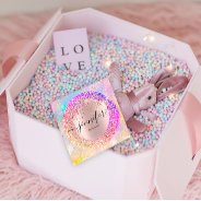 Professional Boutique Shop Glitter Pink Holograph Square Business Card at Zazzle