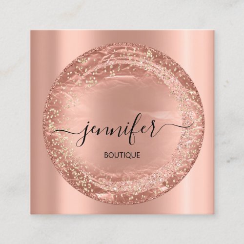 Professional Boutique Shop Glitter Rose Gold  Square Business Card