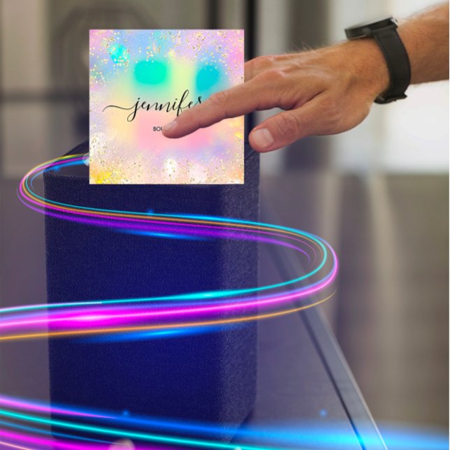 Professional Boutique Shop Gold Glitter Holograph Square Business Card (Professional Boutique Shop Gold Glitter Holograph Square Business Card)