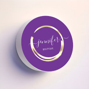 Professional Boutique Shop Gold Purple Frame Classic Round Sticker