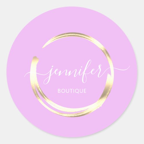 Professional Boutique Shop Lilac Gold Circle Classic Round Sticker