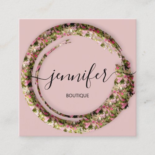 Professional Boutique Shop Mimetic Camouflage Pink Square Business Card