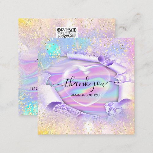Professional Boutique Shop Name Glitter Heart Pink Square Business Card