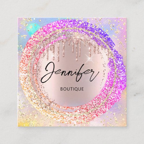 Professional Boutique Shop QR Code Logo Holograph Square Business Card