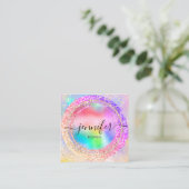 Professional Boutique Shop Rainbow Holograph Square Business Card (Standing Front)