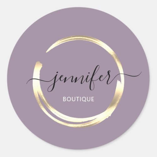 Professional Boutique Shop Violet Gold Circle Classic Round Sticker