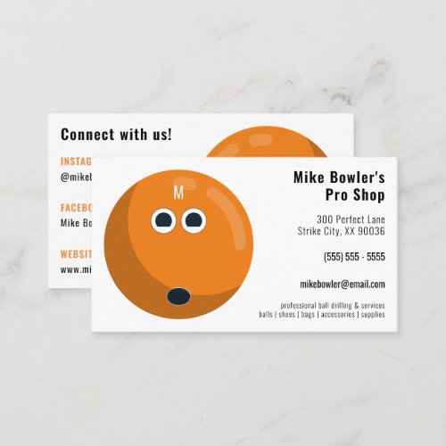 Professional Bowling Pro Shop  Orange Ball Business Card