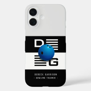 Professional Bowling Trainer   Initials Deep Blue iPhone 16 Case