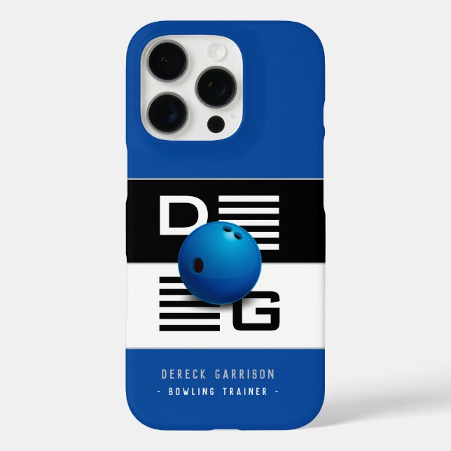 Professional Bowling Trainer | Initials Deep Blue Case-Mate iPhone Case (Back)