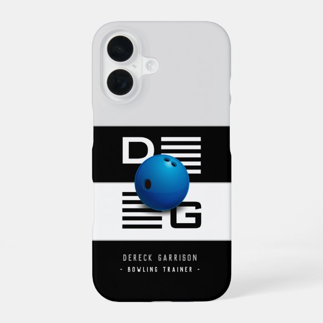 Professional Bowling Trainer | Initials Deep Blue Iphone Case (Back)