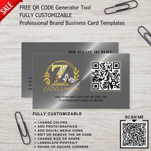 PROFESSIONAL BRANDED LOGO DESIGN QR CODE TEMPLATE  BUSINESS CARD