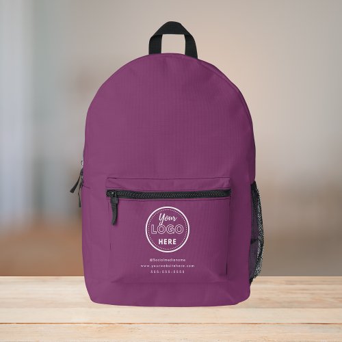 Professional Branding Berry Purple Promo Logo Printed Backpack
