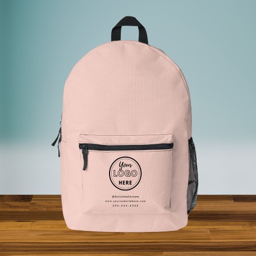 Professional Branding Blush Pink Promo Logo Printed Backpack