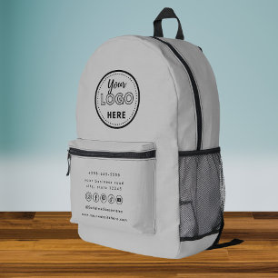 Professional Branding Gray Social Media Logo Printed Backpack