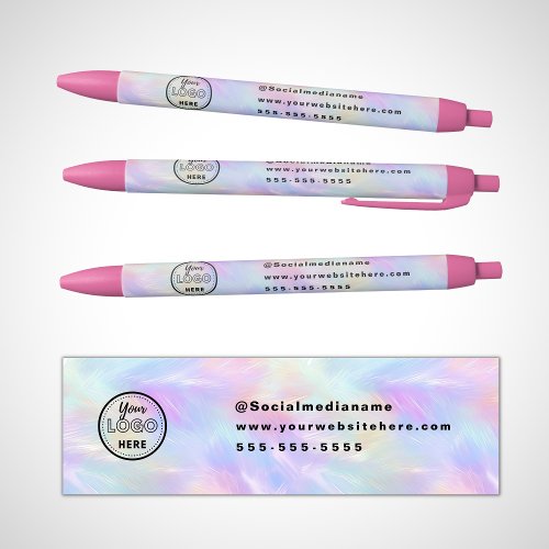 Professional Branding Iridescent Opal Stylish Logo Black Ink Pen