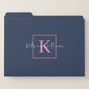 Professional Branding Logo Navy Blue Pink Monogram File Folder