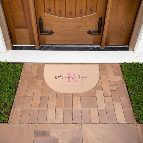 Professional Branding Logo Orange Pink Monogram Doormat