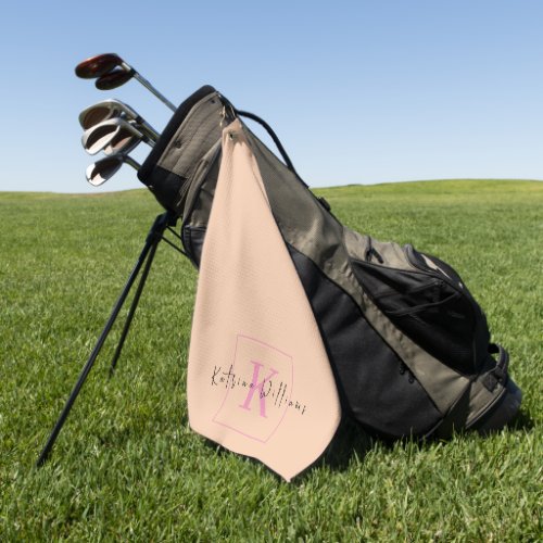 Professional Branding Logo Orange Pink Monogram Golf Towel