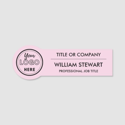 Professional Branding logo Pink Employee Staff Name Tag
