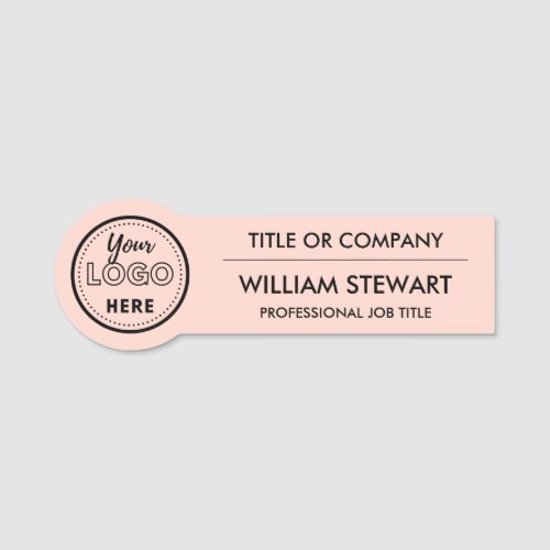 Professional Branding logo Pink Employee Staff Name Tag