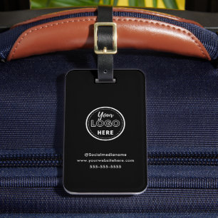 Professional Branding Minimalist Black Promo Logo Luggage Tag