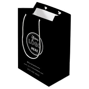 Professional Branding Minimalist Black Promo Logo Medium Gift Bag