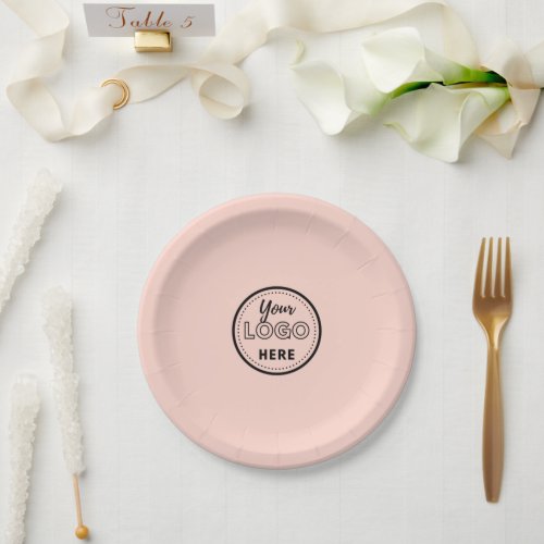 Professional Branding Minimalist Blush Pink Logo Paper Plates