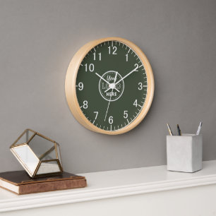 Professional Branding Minimalist Forest Green Logo Clock