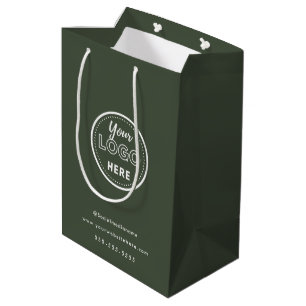 Professional Branding Minimalist Forest Green Logo Medium Gift Bag