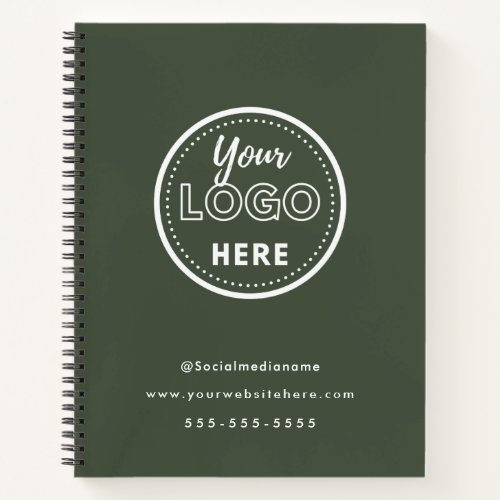 Professional Branding Minimalist Forest Green Logo Notebook