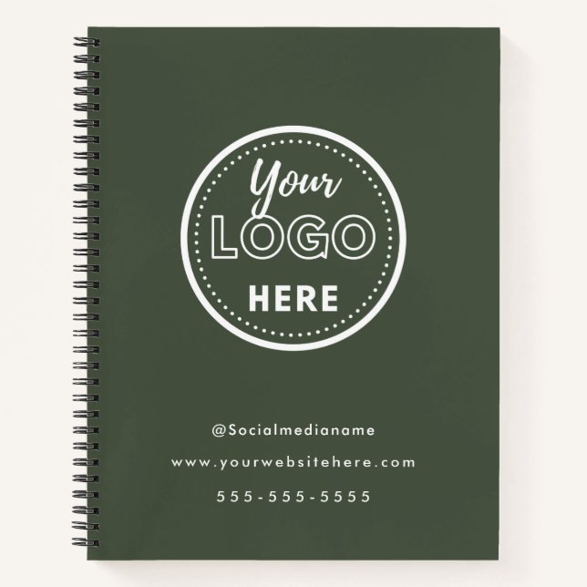 Professional Branding Minimalist Forest Green Logo Notebook (Front)