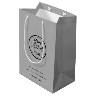 Professional Branding Minimalist Gray Promo Logo Medium Gift Bag