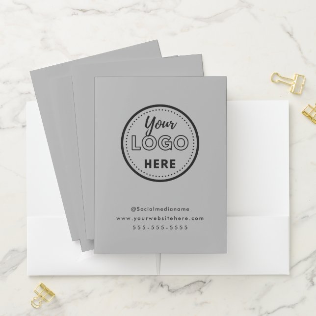 Professional Branding Minimalist Gray Promo Logo Pocket Folder (In Situ)
