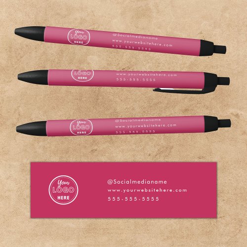 Professional Branding Minimalist Hot Pink Logo Black Ink Pen