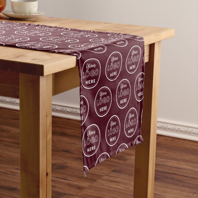 Professional Branding Minimalist Logo Burgundy Short Table Runner (In Situ)
