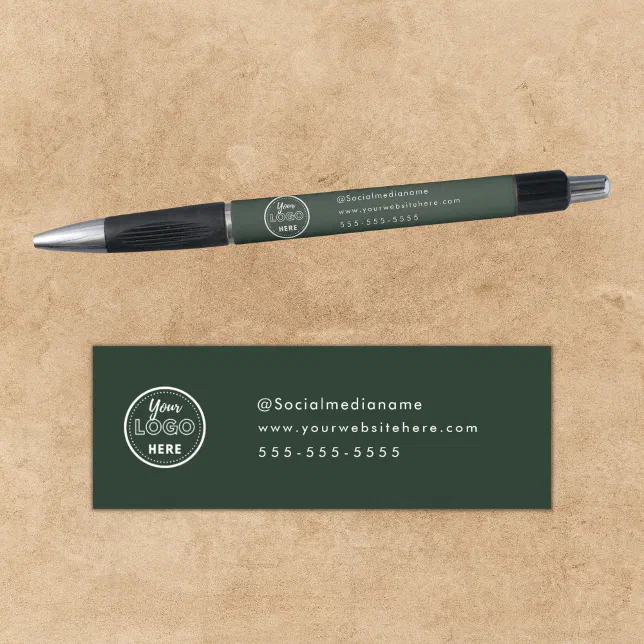 Professional Branding Minimalist Logo Forest Green Pen | Zazzle