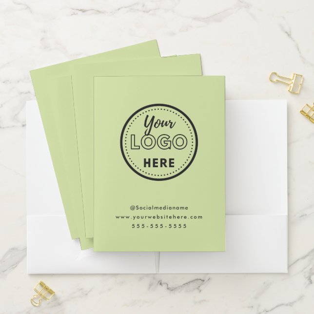 Professional Branding Minimalist Logo Lime Green Pocket Folder (In Situ)