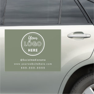 Professional Branding Minimalist Logo Sage Green Car Magnet