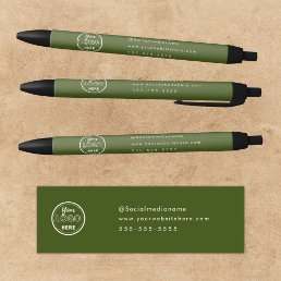 Professional Branding Minimalist Moss Green Logo Black Ink Pen