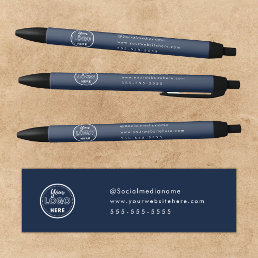 Professional Branding Minimalist Navy Blue Logo Black Ink Pen