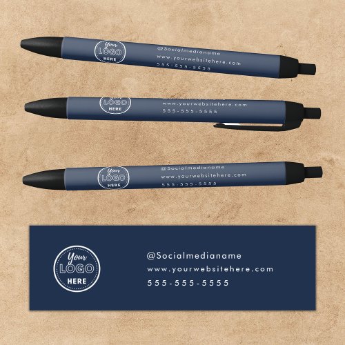 Professional Branding Minimalist Navy Blue Logo Black Ink Pen