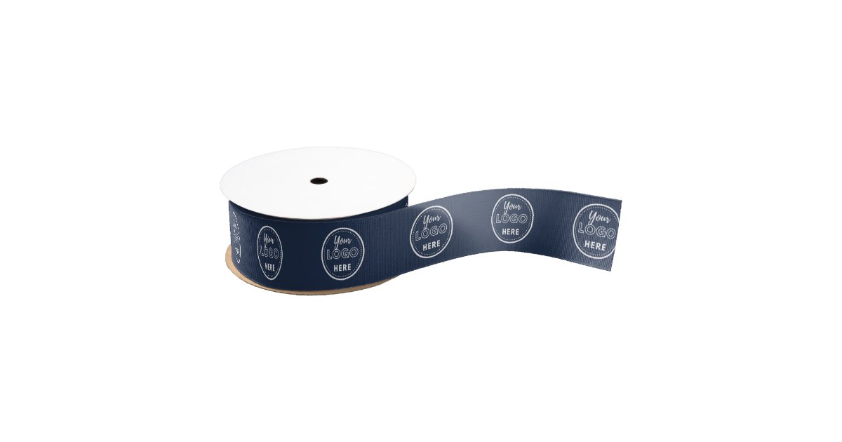 Professional Branding Minimalist Navy Blue Logo Grosgrain Ribbon | Zazzle
