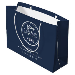 Professional Branding Minimalist Navy Blue Logo Large Gift Bag