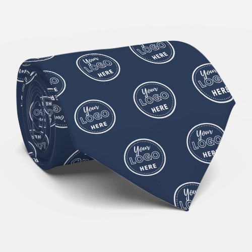 Professional Branding Minimalist Navy Blue Logo Neck Tie