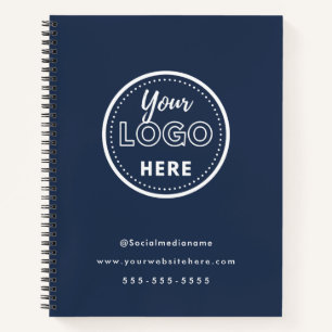Professional Branding Minimalist Navy Blue Logo Notebook
