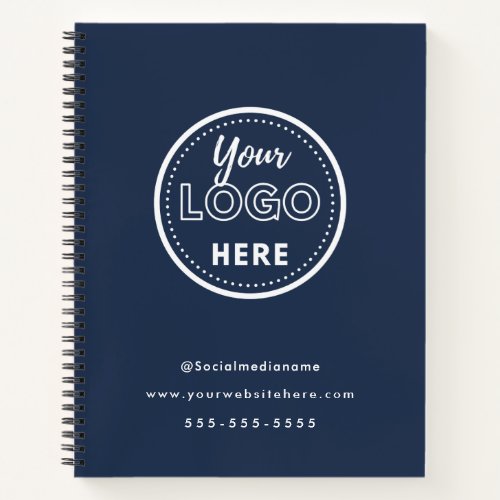 Professional Branding Minimalist Navy Blue Logo Notebook