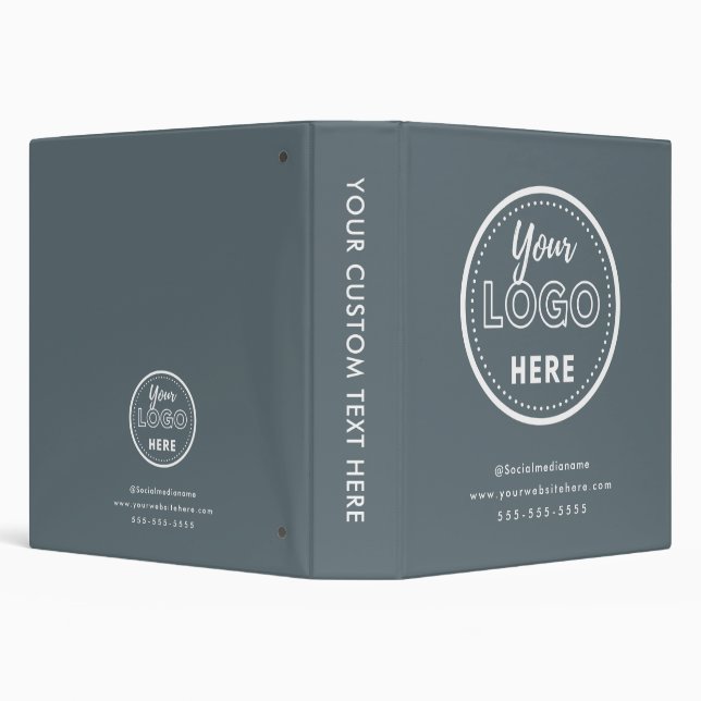 Professional Branding Minimalist Navy Promo Logo 3 Ring Binder (Background)