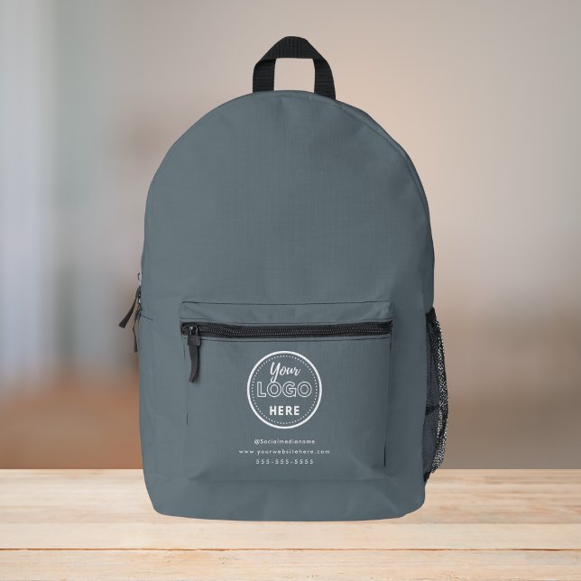 Professional Branding Minimalist Navy Promo Logo Printed Backpack (Creator Uploaded)