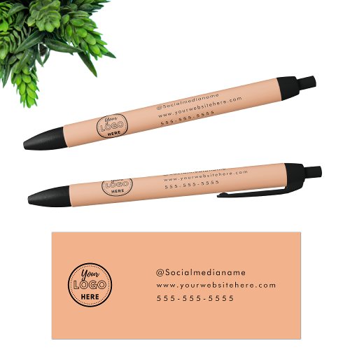 Professional Branding Minimalist Orange Logo Black Ink Pen